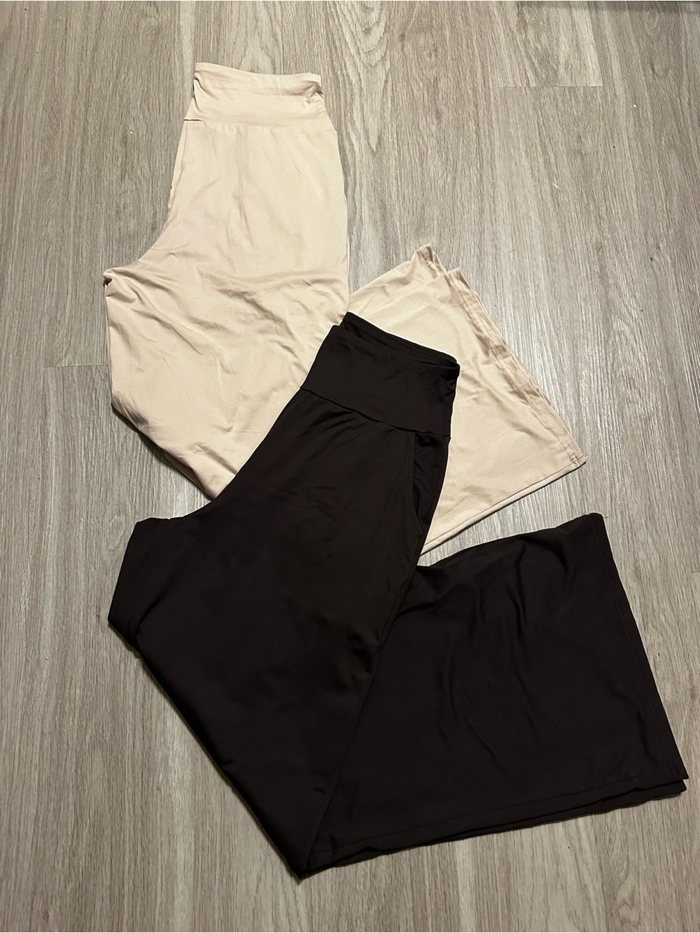 Women's High-Waist Wide-Leg Pants — Brown and Beige